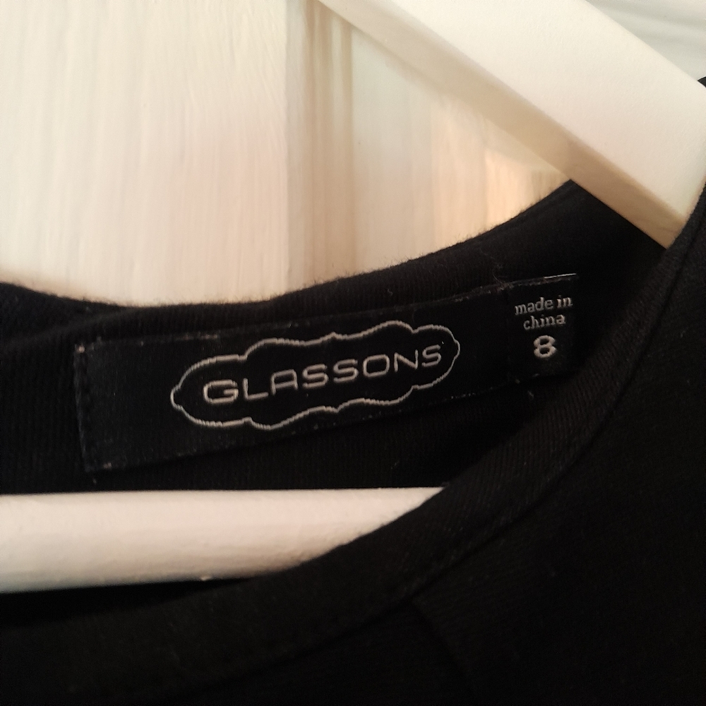Glassons Peplum Black Top Size 8 - Picture 2 of 6